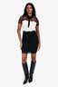 Sandro Black/White Lace Peter Pan Collar Mini Dress Size 1