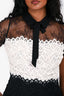 Sandro Black/White Lace Peter Pan Collar Mini Dress Size 1