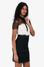 Sandro Black/White Lace Peter Pan Collar Mini Dress Size 1