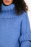 MUMS Blue Cable Knit Turtleneck Chunky Sweater O/S