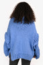 MUMS Blue Cable Knit Turtleneck Chunky Sweater O/S