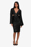 Nadine Merabi Black Sequin Cut Out Mini Dress Size XS