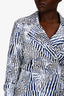 Max Mara Blue/White Zebra Printed Long Sleeve Trench Style Wrap Dress Size 12
