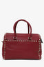 Valentino Red Leather Rockstud Boston Bag