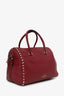 Valentino Red Leather Rockstud Boston Bag