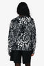 Saint Laurent Black/Grey Wool Blend Animal Print Crew Neck Sweater Size M