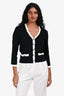 Maje Black/White Knit Scalloped Edge Hem Cardigan Size 1