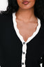 Maje Black/White Knit Scalloped Edge Hem Cardigan Size 1