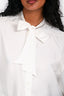 Sandro White Satin Jewel Collared Top Size 1