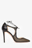 Jimmy Choo Black Leather/Mesh 'Vanessa' Heels Size 39