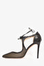 Jimmy Choo Black Leather/Mesh 'Vanessa' Heels Size 39