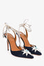 Aquazzura x Poppy Delevingne Navy/Silver Suede Star Heels Size 39