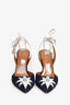 Aquazzura x Poppy Delevingne Navy/Silver Suede Star Heels Size 39