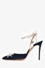 Aquazzura x Poppy Delevingne Navy/Silver Suede Star Heels Size 39