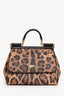 Dolce & Gabbana Leopard Print Sicily Top Handle Bag with Strap