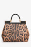 Dolce & Gabbana Leopard Print Sicily Top Handle Bag with Strap