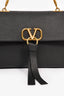 Valentino Black Grained Leather Clutch with Chain Shoulder Strap