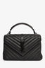 Saint Laurent Black Chevron College Chain Top Handle Bag