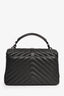 Saint Laurent Black Chevron College Chain Top Handle Bag