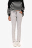 Brunello Cucinelli Light Grey Beaded Back Pocket Skinny Jeans Size 36