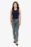 Brunello Cucinelli Grey Beaded Back Pocket Skinny Jeans Size 36