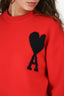 Ami Red Wool Ami de Coeur Crewneck Jumper Size XS