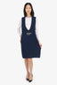 Pre-Loved Chanel™ 08C Navy Cashmere Logo Patch Knitted Dress Size 42