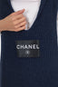 Pre-Loved Chanel™ 08C Navy Cashmere Logo Patch Knitted Dress Size 42