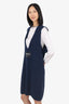 Pre-Loved Chanel™ 08C Navy Cashmere Logo Patch Knitted Dress Size 42