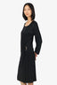 Gucci Black Gold Bamboo Buckle Detail Long Sleeve Midi Dress Size XL