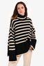 Toteme Black/White Wool Striped Turtle Neck Sweater Size S