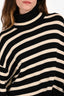 Toteme Black/White Wool Striped Turtle Neck Sweater Size S