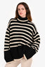 Toteme Black/White Wool Striped Turtle Neck Sweater Size S