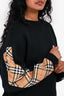 Burberry Black/Brown Tartan Pattern Sleeve Sweater Size S