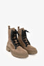 Brunello Cucinelli Beige Suede Leather Bead Embeliished Lace Up Combat Boots Size 39