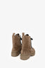 Brunello Cucinelli Beige Suede Leather Bead Embeliished Lace Up Combat Boots Size 39