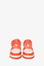 Louis Vuitton White/Neon Orange Leather Monogram Embossed Sneakers Size 9 Men
