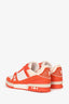 Louis Vuitton White/Neon Orange Leather Monogram Embossed Sneakers Size 9 Men