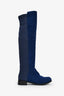 Stuart Weitzman Blue Suede/Fabric 50/50 Knee Boots Size 40