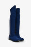 Stuart Weitzman Blue Suede/Fabric 50/50 Knee Boots Size 40