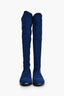 Stuart Weitzman Blue Suede/Fabric 50/50 Knee Boots Size 40