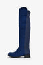 Stuart Weitzman Blue Suede/Fabric 50/50 Knee Boots Size 40