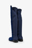 Stuart Weitzman Blue Suede/Fabric 50/50 Knee Boots Size 40