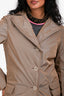 Jil Sander Brown Nylon Button Down Jacket Size 36