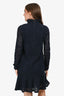 See by Chloe Blue Knit Perforatied Mock Neck Long Sleeve Dress Size M
