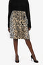 Valentino Black/ Beige Leopard Print Pencil Skirt Size 40