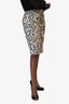 Valentino Black/ Beige Leopard Print Pencil Skirt Size 40