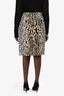 Valentino Black/ Beige Leopard Print Pencil Skirt Size 40