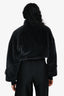 St.John Grey Faux Fur Embellished Bomber Jacket Size P