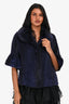 Pappas Navy Vintage Fur Button-Up Cardigan Size S